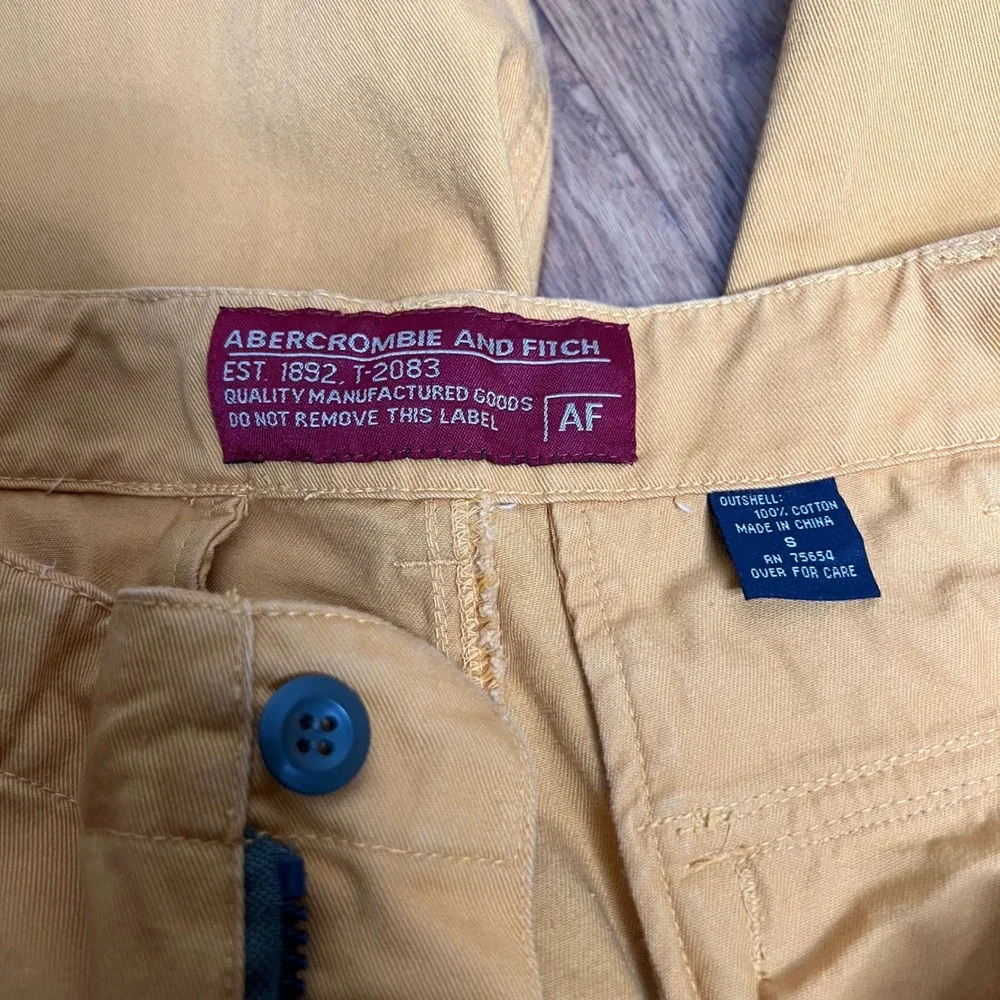 Y2K 90s Vintage Abercrombie & Fitch Paratrooper Utility Cargo Pants Yellow Small